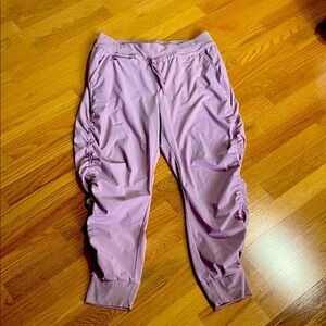 12 Athleta, joggers ruched on the sides, thin very soft material